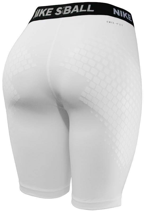 Nike DRI-FIT Softball Slider Short NO HNGR, Medium Womens (White/White/Black)