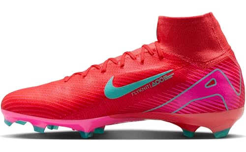 Nike Mercurial Superfly 10 Pro FG High-Top Soccer Cleats (HF9433-800, Ember Glow/Aurora Green) Size 8.5