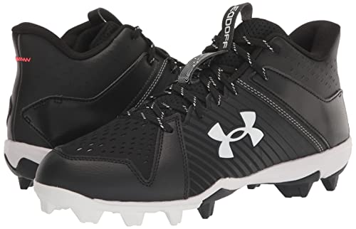 Under Armour Men's Leadoff Mid Rubber Molded Baseball Cleat, (001) Black/Black/White, 12