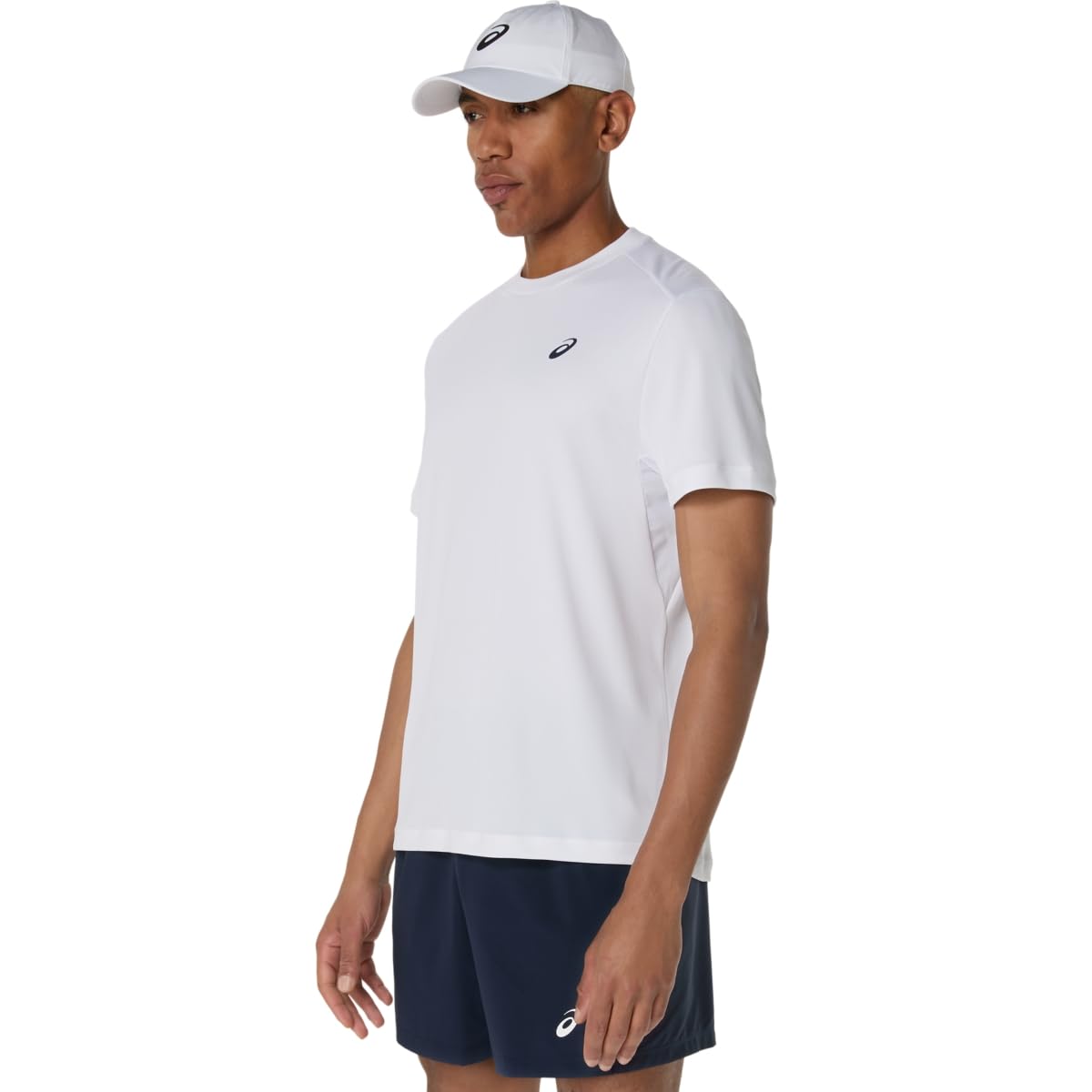 ASICS Men's Court Short Sleeve TOP Tennis Apparel, L, Brilliant White