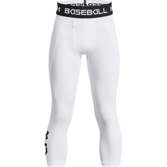 Under Armour Boys' Utility 3/4 Sliding Shorts, (100) White / / Black, Youth X-Large