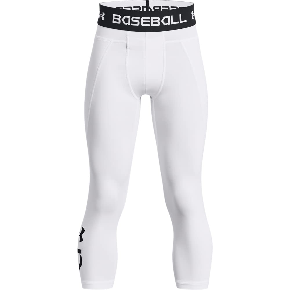 Under Armour Boys' Utility 3/4 Sliding Shorts, (100) White / / Black, Youth X-Large