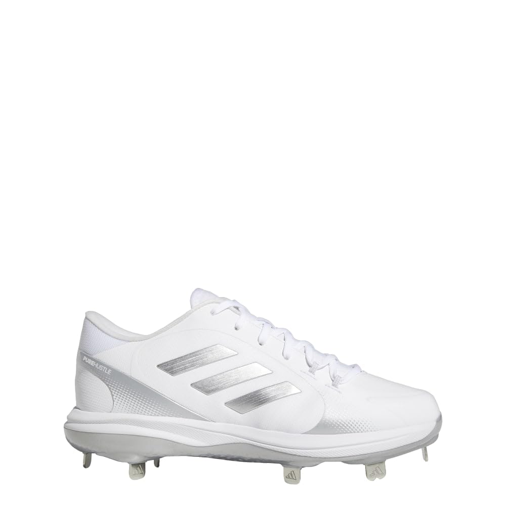 adidas Women's Purehustle 2 Baseball Shoe, White/Silver Metallic/Silver Metallic, 7