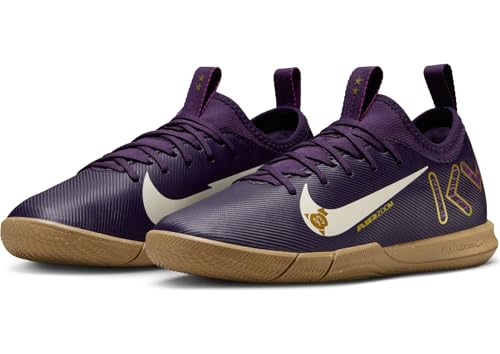 Nike Jr. Mercurial Vapor 16 Academy Kylian Mbappe Big Kids' IC Low-Top Soccer Shoes (FQ8414-500, Grand Purple/Pale Ivory) Size 3.5