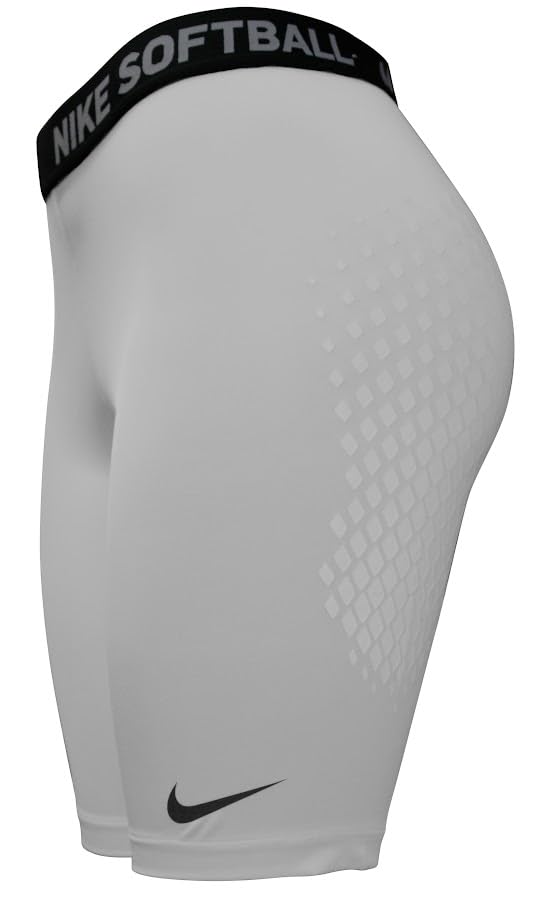Nike DRI-FIT Softball Slider Short NO HNGR, Medium Womens (White/White/Black)