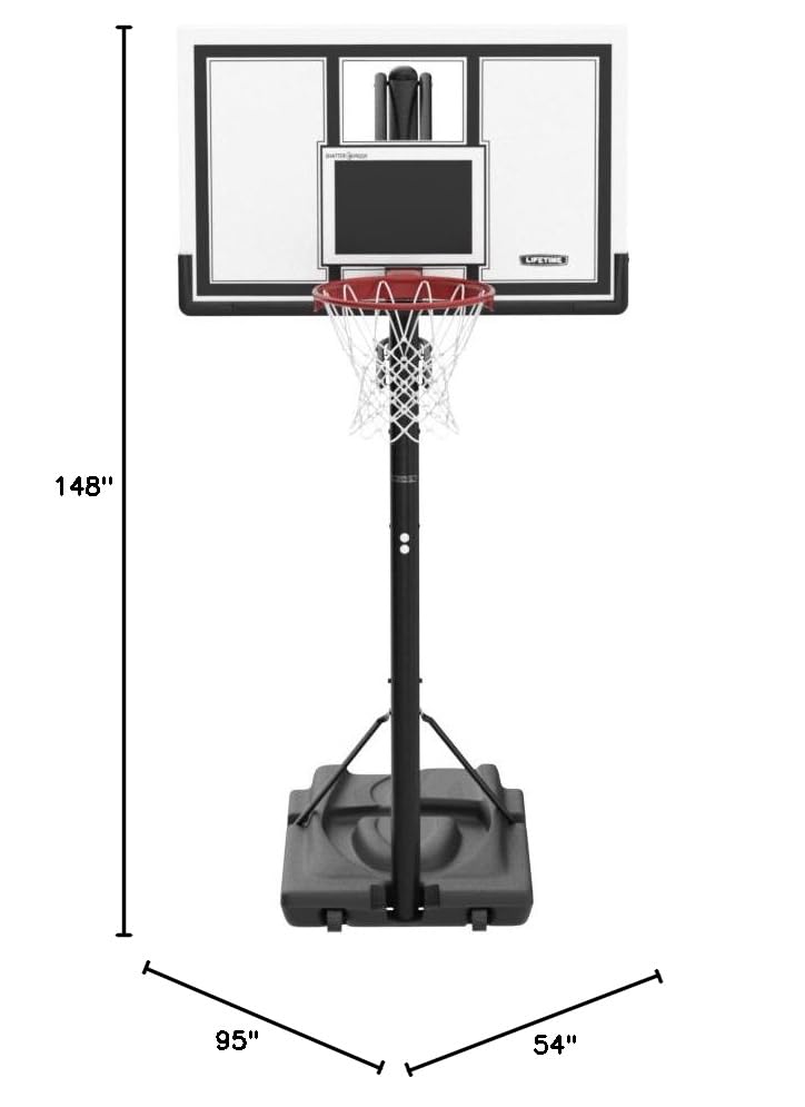 Lifetime Adjustable Portable Basketball Hoop, 54-Inch Steel-Framed Polycarbonate Backboard
