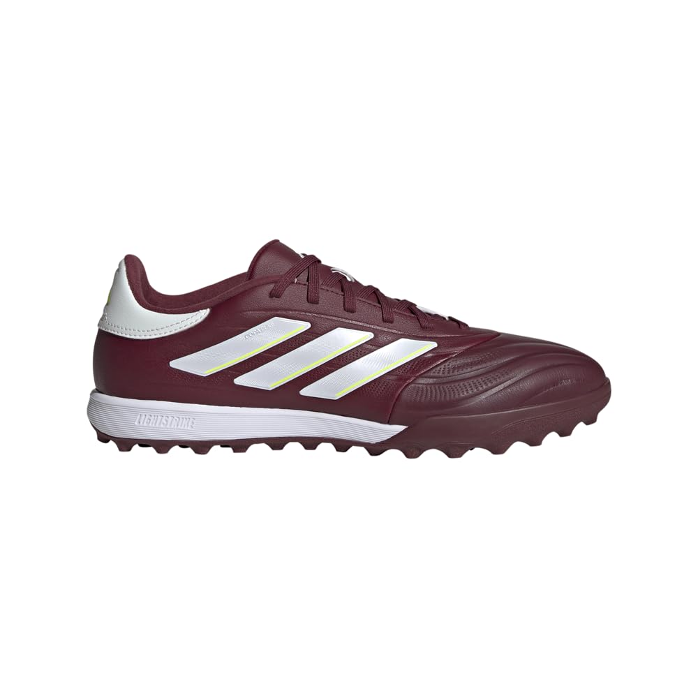 adidas Unisex Copa Pure II League Turf Sneaker, Shadow Red/White/Team Solar Yellow, 8 US Men