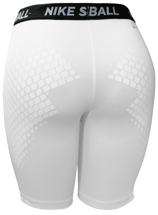 Nike DRI-FIT Softball Slider Short NO HNGR, Medium Womens (White/White/Black)