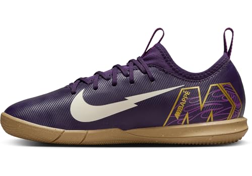 Nike Jr. Mercurial Vapor 16 Academy Kylian Mbappe Big Kids' IC Low-Top Soccer Shoes (FQ8414-500, Grand Purple/Pale Ivory) Size 3.5