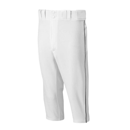 Mizuno Adult Men's Premier Piped Short Baseball Pant, White-Black, X-Small