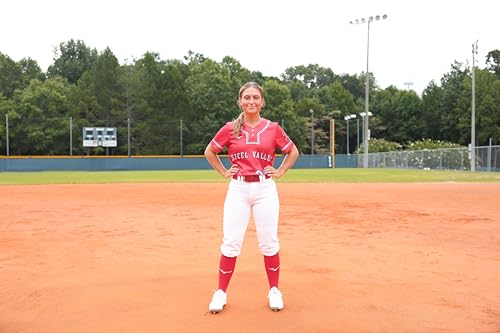 Mizuno Adult Women's Belted Low Rise Fastpitch Softball Pant, Red, Medium