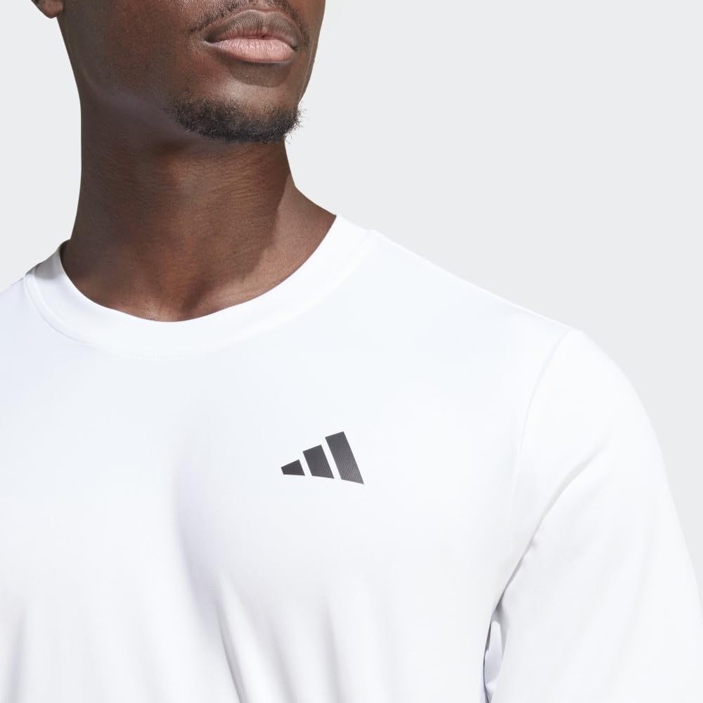 adidas Men's Club 3-Stripes Tennis T-Shirt, White, Large