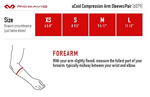 McDavid 6579 uCool™ Compression Arm Sleeves Cooling Arm Compression Sleeves with 50+ UV Sun Protection for Running, Cycling, Golfing and Hiking