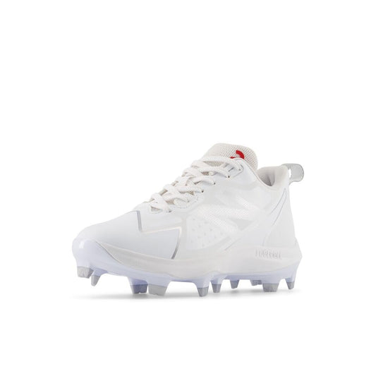 New Balance FuelCell Romero Duo V2 TPU Molded Baseball Shoe, White/Silver Metallic, 6.5 US Unisex Big Kid