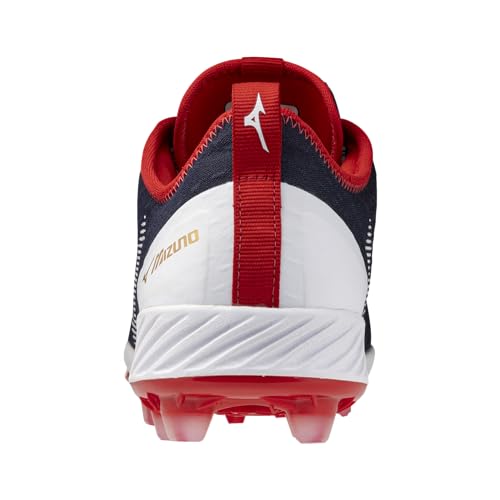 Mizuno Dominant 4 Low TPU Men's Molded Baseball Cleat, Navy/Red, 9
