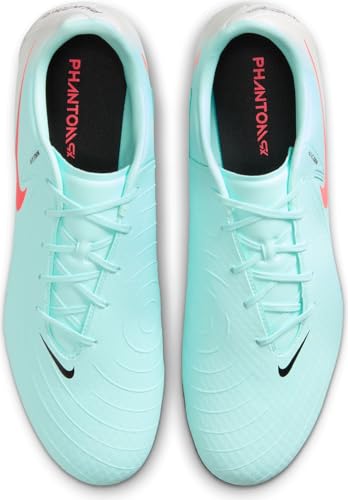 Nike Phantom GX 2 Academy MG Low-Top Soccer Cleats (FD6723-300, Mint/Off Noir/Atomic Red) Size 7