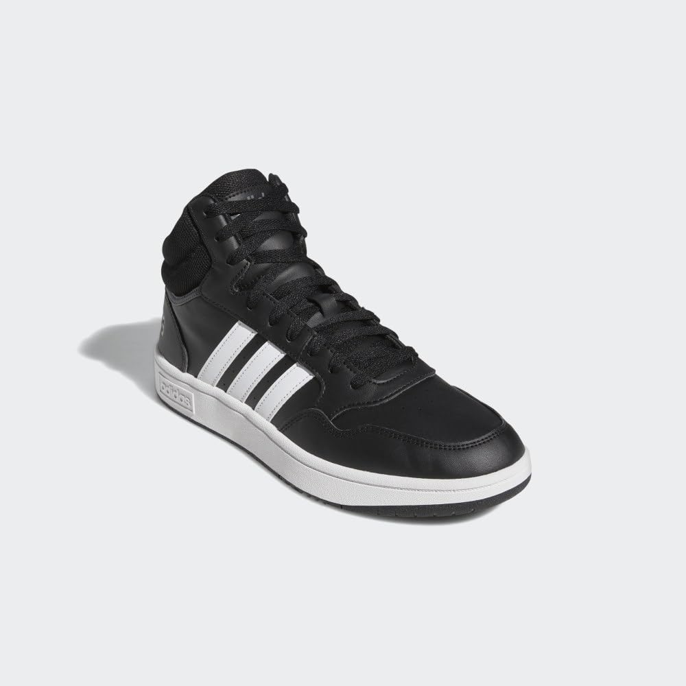 adidas Men's Hoops 3.0 Mid Top Basketball Shoe, Black/White/Grey, 10