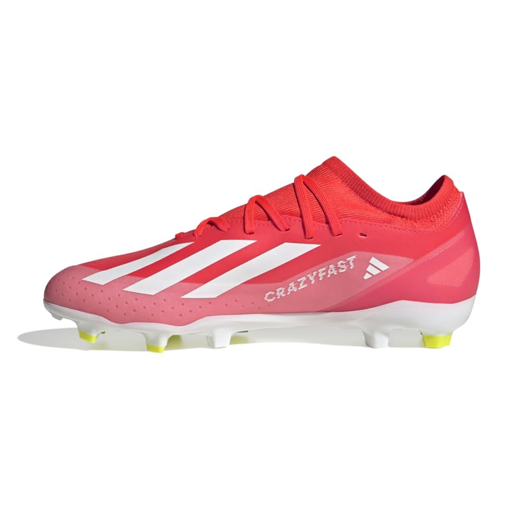 adidas Unisex X Crazyfast League Firm Ground Sneaker, Solar Red/White/Team Solar Yellow, 10.5 US Men