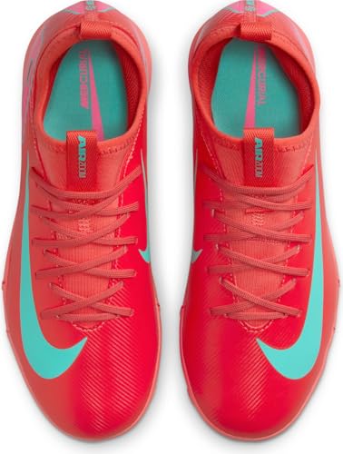 Nike Jr. Mercurial Vapor 16 Academy Little/Big Kids' TF Low-Top Soccer Shoes (FQ8284-800, Ember Glow/Aurora Green) Size 5.5