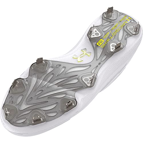 Under Armour Men's Yard Low MT Baseball Cleat, (100) White/White/Metallic Silver, 9.5