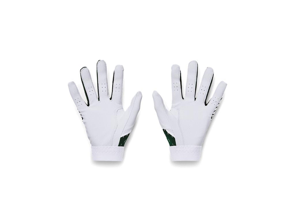 Under Armour Boys Youth Clean Up Baseball Gloves, (101) White/Forest Green/Forest Green, Medium