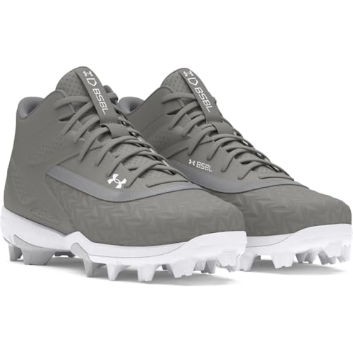 Under Armour Boys' Leadoff Mid RM JR 3.0, (100) Baseball Gray/Baseball Gray/White, 1, US