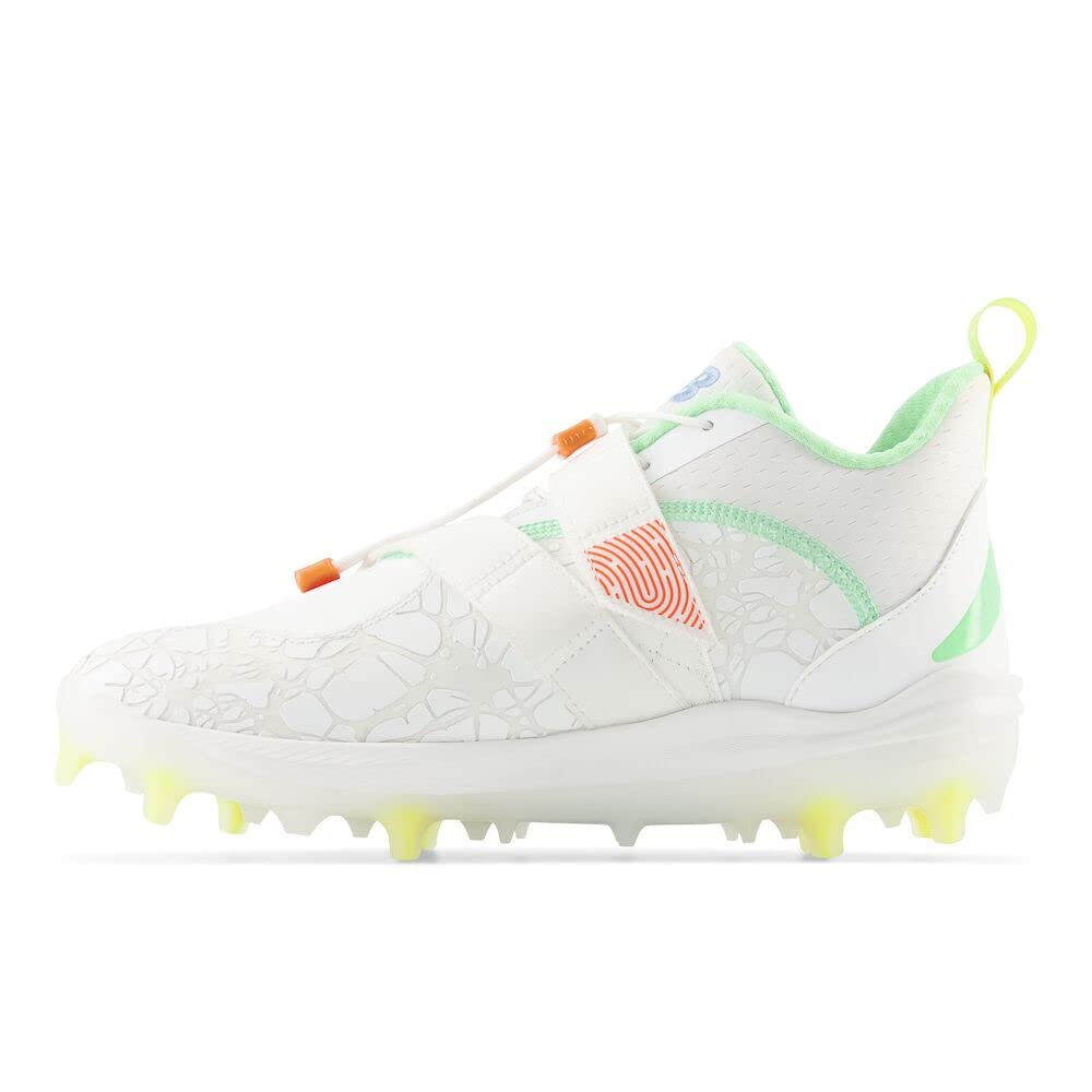 New Balance Unisex FuelCell Lindor V2 Comp Baseball Shoe, Optic White/Neon Dragonfly/Electric Jade, 10 US Men