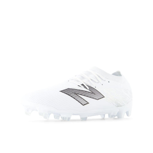 New Balance Unisex Furon Team FG V8 Soccer Shoe, White/Metallic Silver/Black, 10.5 US Men