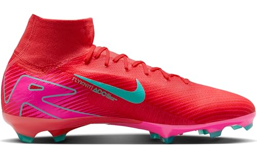 Nike Mercurial Superfly 10 Pro FG High-Top Soccer Cleats (HF9433-800, Ember Glow/Aurora Green) Size 8.5