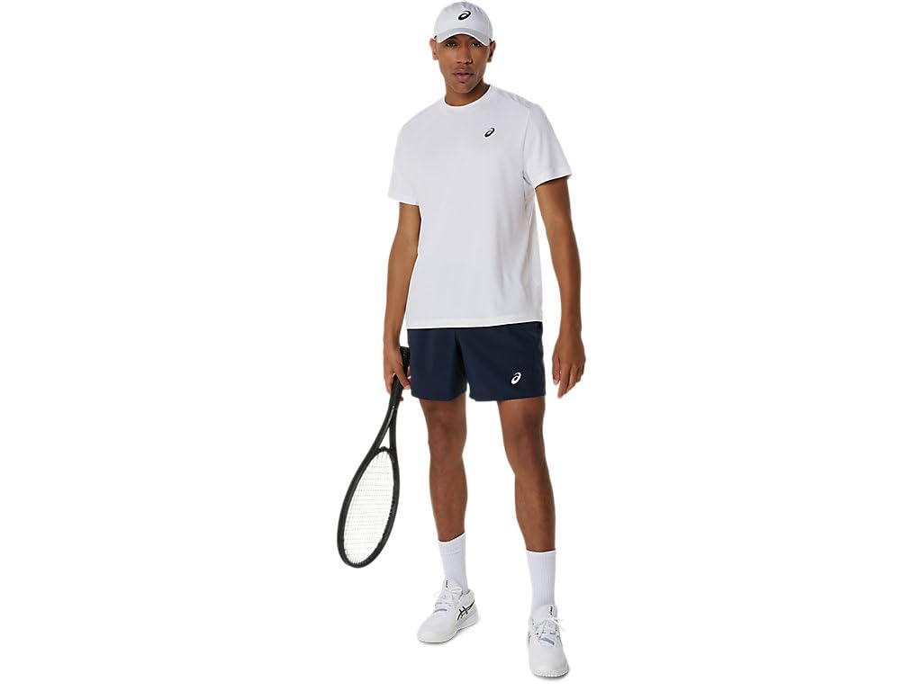 ASICS Men's Court Short Sleeve TOP Tennis Apparel, L, Brilliant White
