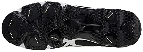 Mizuno unisex adult 9-spike Ambition Mid 9 Spike Men's Metal Baseball Cleat 12, Black-white (9000), 12 US