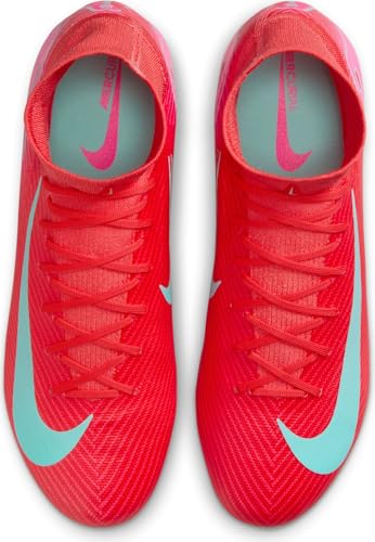 Nike Mercurial Superfly 10 Pro FG High-Top Soccer Cleats (HF9433-800, Ember Glow/Aurora Green) Size 8.5