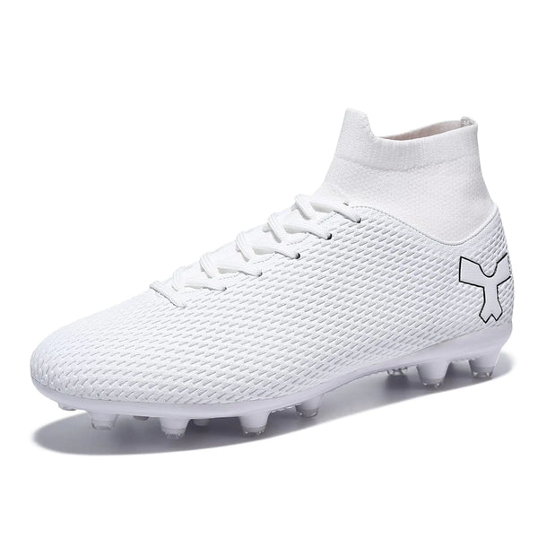 Mens Soccer Cleats Football Cleats for Mens Big Boys High-Top Spikes Shoes for Youth Professional Training Turf Indoor Outdoor Sneaker White11