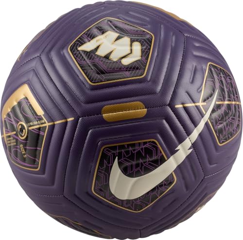 Nike Kylian Mbappé Academy Soccer Ball, Grand Purple/Black/MTLC Gold Coin/White, HJ7028-585, 5