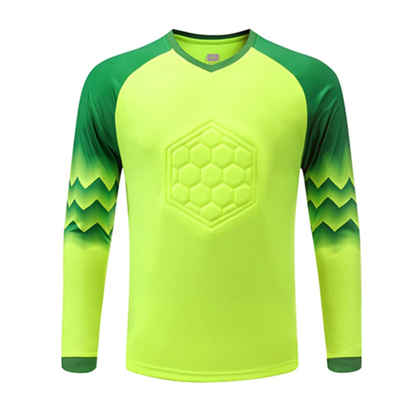 Fldy Kids Boys Soccer Goalkeeper Jersey Padded Goalie Shirt Long Sleeve Training Soccer Jersey Uniforms Fluorescent Green A 7-8 Years