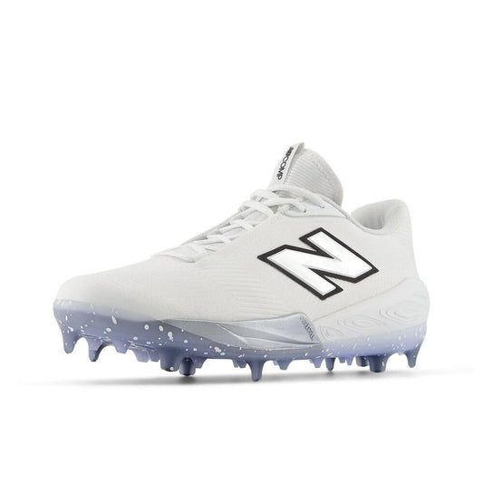 New Balance Men's FuelCell Comp V4 Baseball Shoe, White/Silver, 8