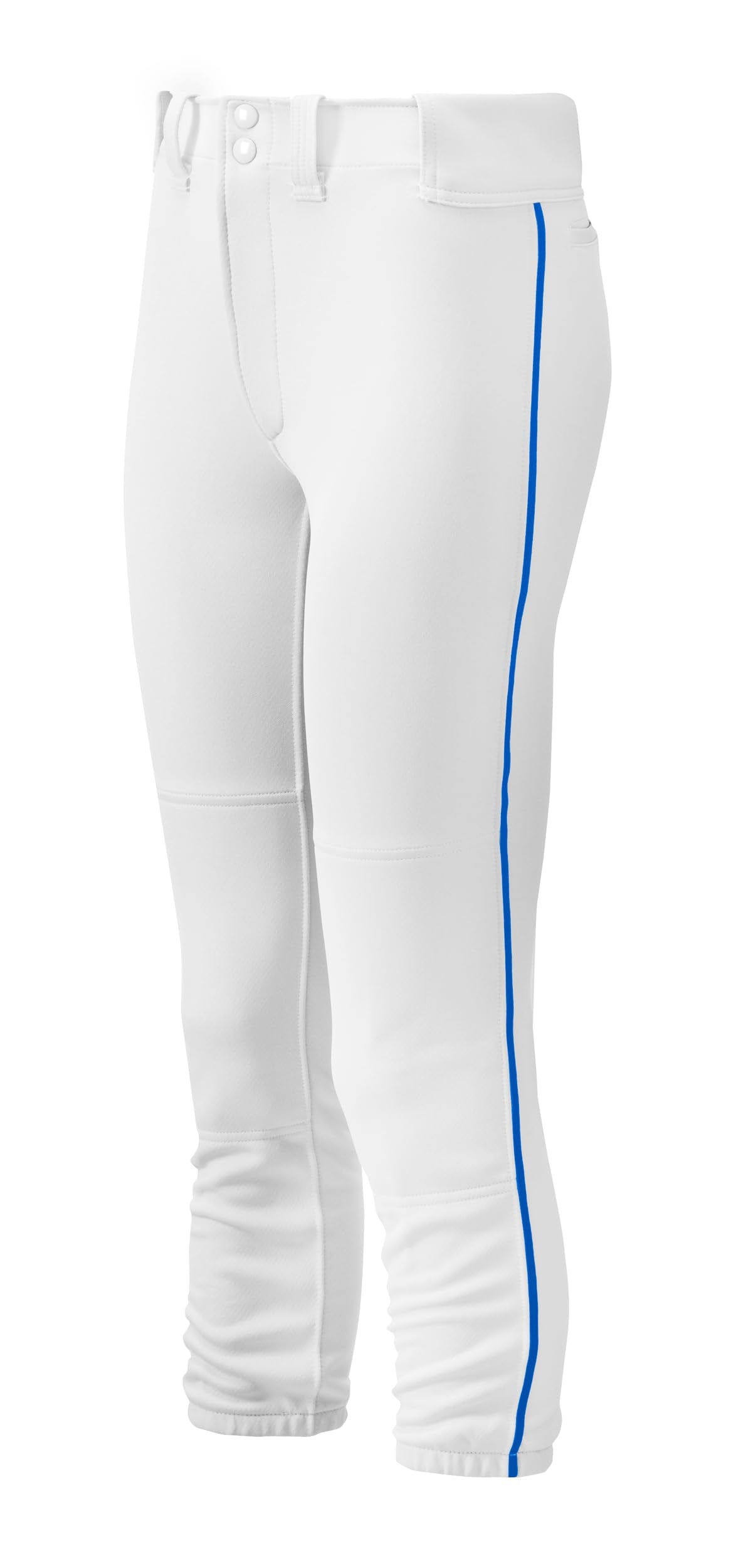 Mizuno Adult Women's Belted Piped Fastpitch Softball Pant, White-Royal, Small