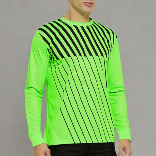 TopTie Long Sleeve Soccer Goalkeeper Jersey with Sponge Protector for Adult Youth, Arm Padded Goalie Shirt-S Green