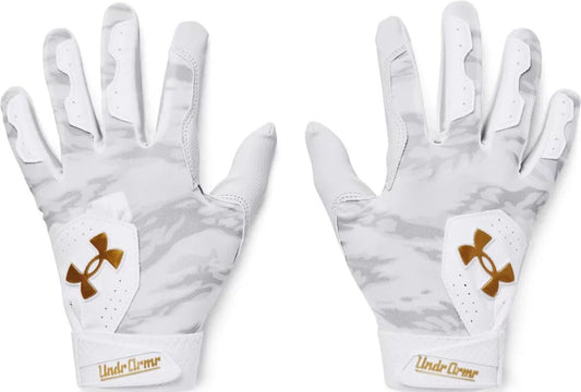 Under Armour Boys Youth Clean Up Culture Baseball Gloves, (100) White/Mod Gray/Gold, Small