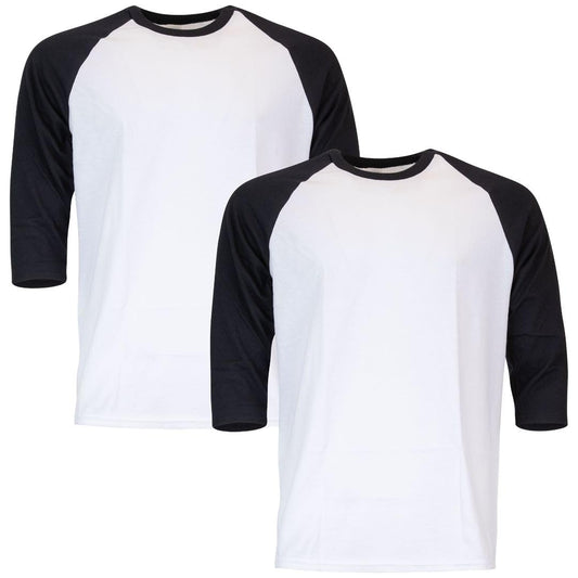 Gildan Adult Heavy Cotton 3/4 Raglan T-Shirt, Style G5700, 2-Pack, White/Black, Medium