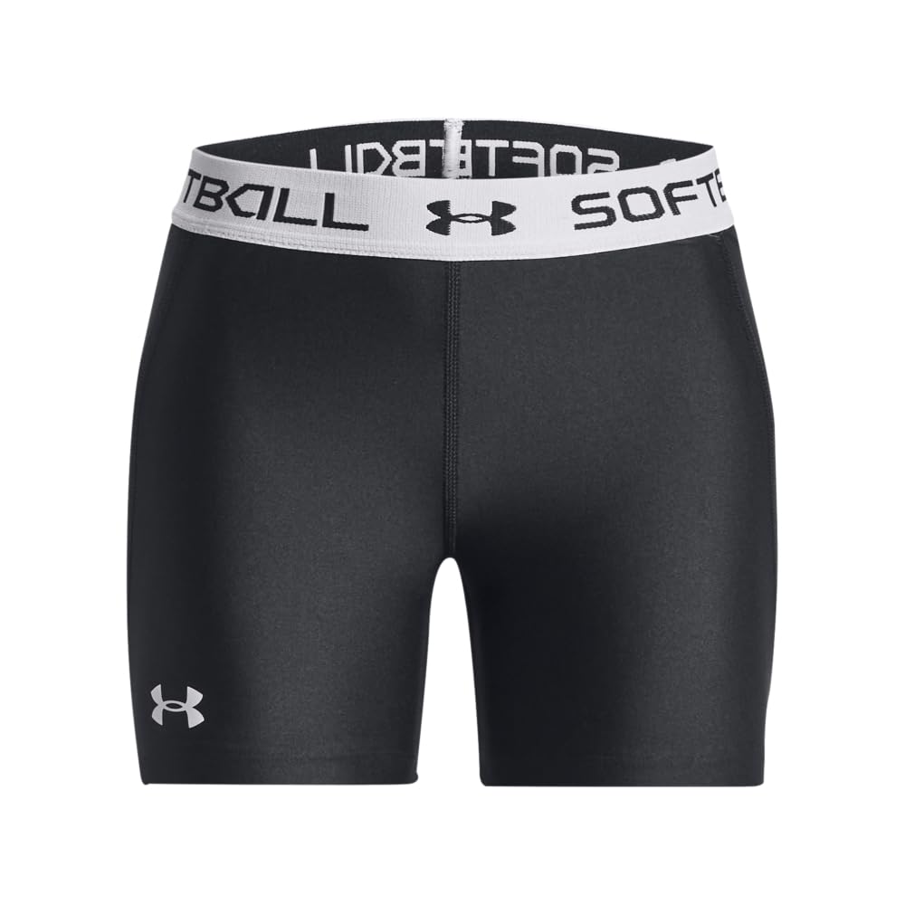 Under Armour Girls Softball Slider Shorts, (001) Black / / White, Large