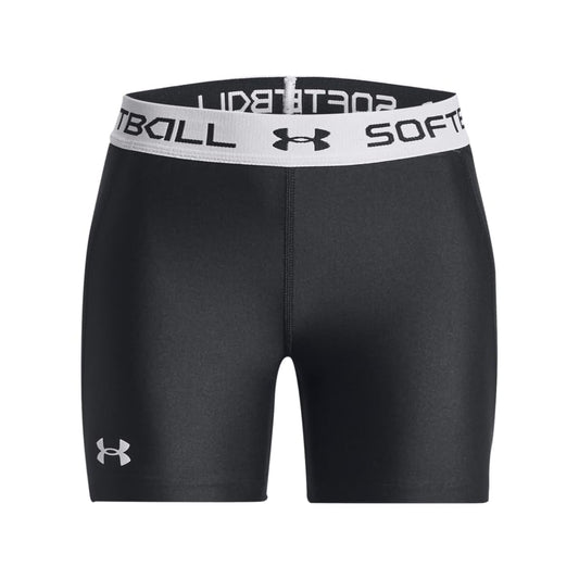 Under Armour Girls Softball Slider Shorts, (001) Black / / White, Large