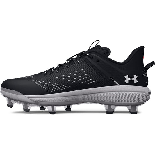 Under Armour Men's Yard Low MT TPU Baseball Cleat, (001) Black/Black/White, 10.5