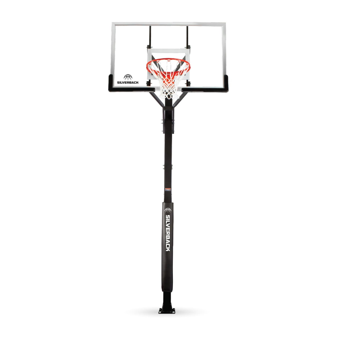 Silverback 60" In-Ground Basketball System with Adjustable-Height Tempered Glass Backboard and Pro-Style Breakaway Rim
