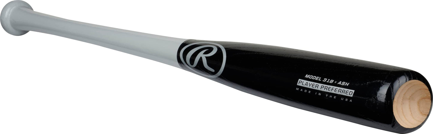 Rawlings | Player Preferred 318 Ash Wood Baseball Bat | 31 inch | Black/Grey