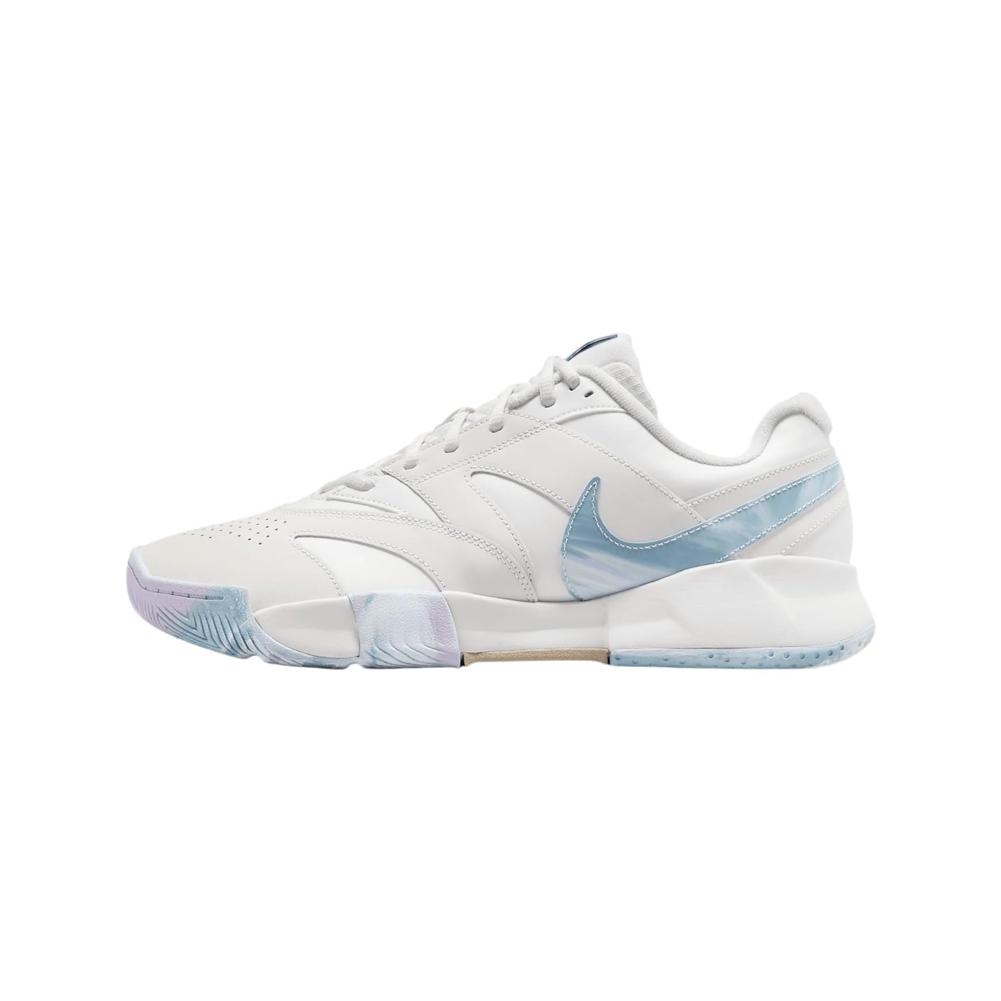 NikeCourt Lite 4 Premium Leather Men's Hard Court Tennis Shoes (FV3982-100, Summit White/Phantom/Denim Turquoise/Hemp) Size 10