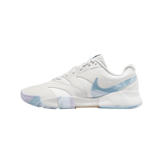 NikeCourt Lite 4 Premium Leather Men's Hard Court Tennis Shoes (FV3982-100, Summit White/Phantom/Denim Turquoise/Hemp) Size 10