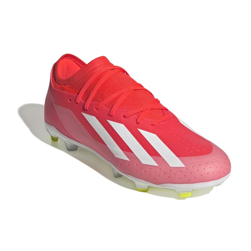 adidas Unisex X Crazyfast League Firm Ground Sneaker, Solar Red/White/Team Solar Yellow, 10.5 US Men