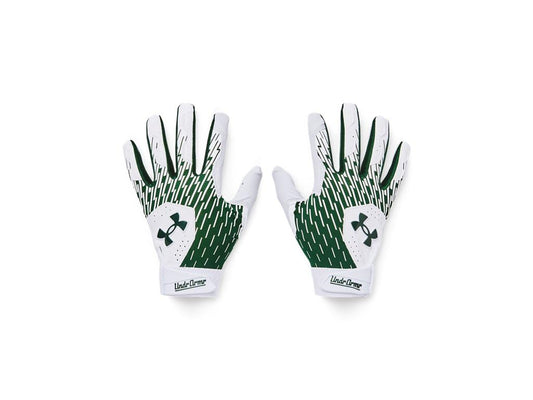 Under Armour Boys Youth Clean Up Baseball Gloves, (101) White/Forest Green/Forest Green, Medium