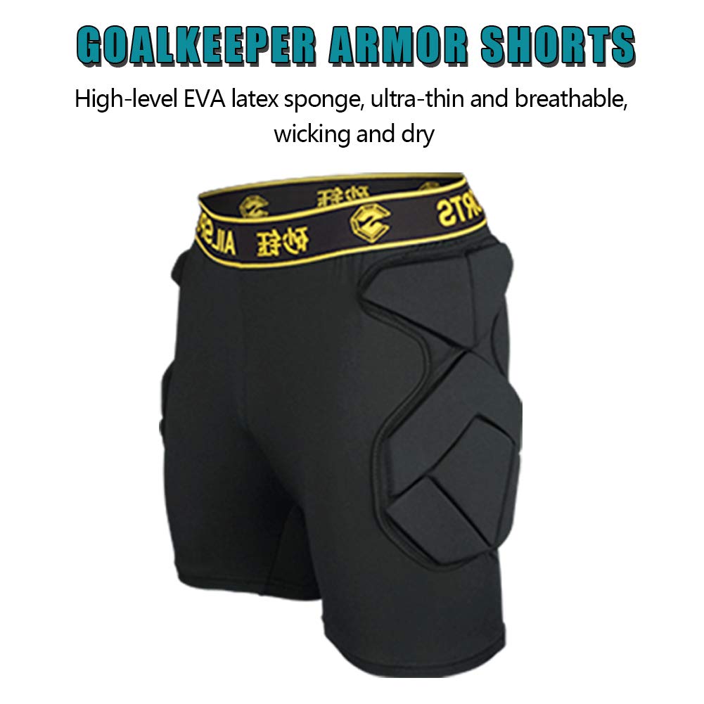 Shinestone Adult Men's Goalkeeper Armor BodyShield Padded Compression Shorts with Sponge Protector for Football Baseball(Shorts-01, Small)